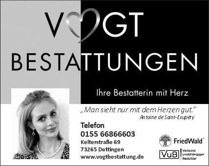 Anzeige Vogt Bestattungen Anzeige Vogt Bestattungen