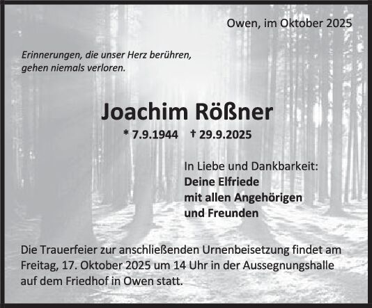 Trauer Joachim Rößner Trauer Joachim Rößner