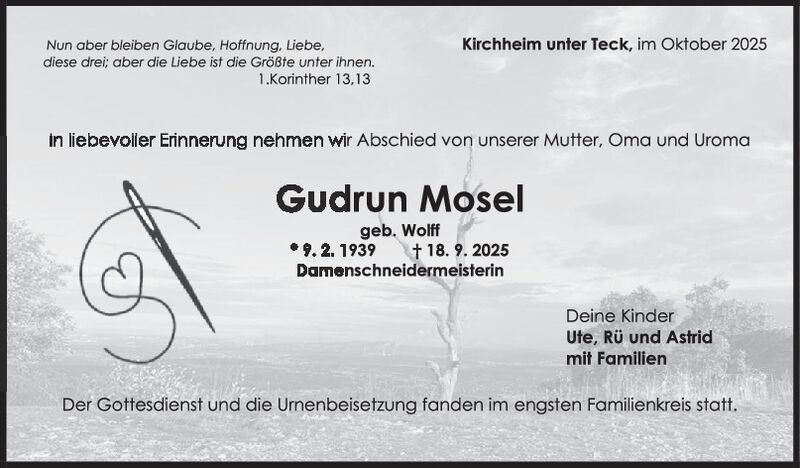 Trauer Gudrun Mosel Trauer Gudrun Mosel