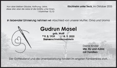 Trauer Gudrun Mosel Trauer Gudrun Mosel