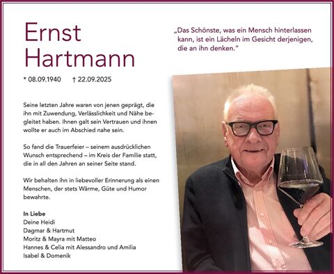 Trauer Ernst Hartmann Trauer Ernst Hartmann
