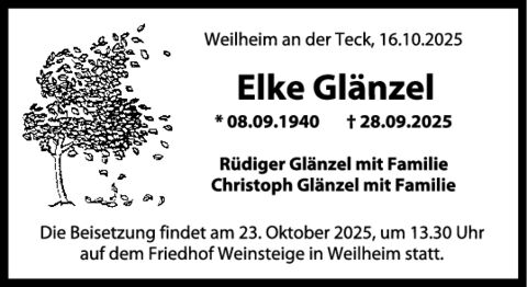 Trauer Elke Glänzel Trauer Elke Glänzel