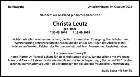Danksagung Christa Leutz Danksagung Christa Leutz
