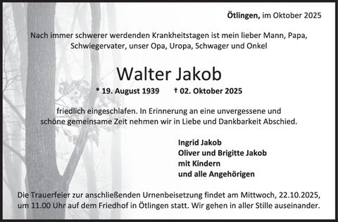 Trauer Walter Jakob Trauer Walter Jakob