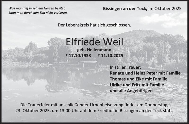 Trauer Elfriede Weil Trauer Elfriede Weil