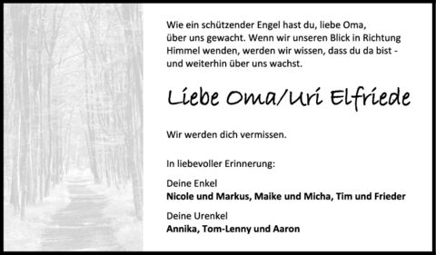 Nachruf Oma/ Uri Elfriede Nachruf Oma/ Uri Elfriede
