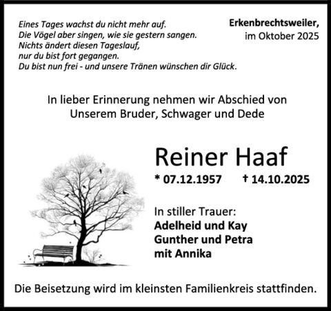 Trauer Reiner Haaf Trauer Reiner Haaf