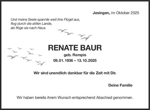 Trauer Renate Baur Trauer Renate Baur