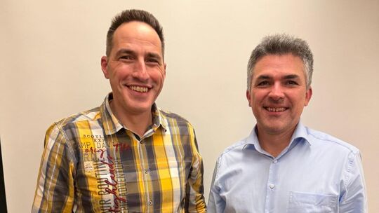Norman Baum (links) hat den Posten des Vorsitzenden an Mario Kießling übergeben. Foto: pr Norman Baum (links) hat den Posten des Vorsitzenden an Mario Kießling übergeben. Foto: pr