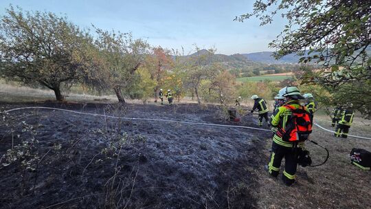Die betroffene Fläche befindet sich südöstlich unterhalb der Limburg. Foto: Freiwillige Feuerwehr Weilheim Die betroffene Fläche befindet sich südöstlich unterhalb der Limburg. Foto: Freiwillige Feuerwehr Weilheim